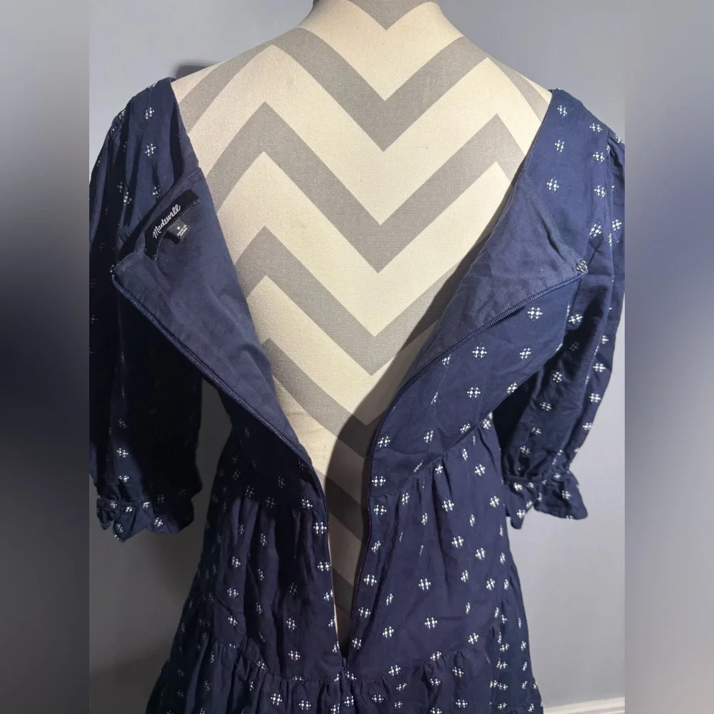 Madewell Blue Dress with‎ White Pattern